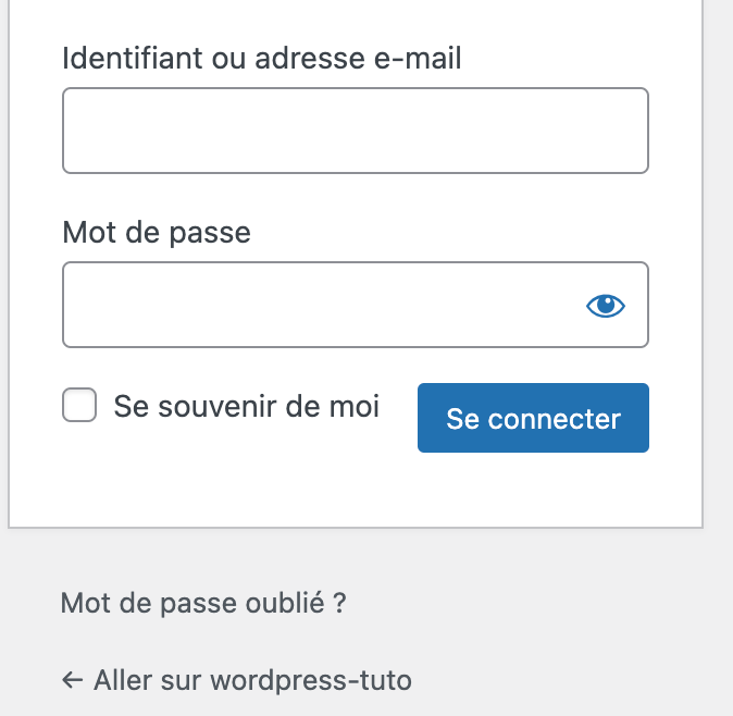 Mot de passe oublié tableau de bord wordpress 